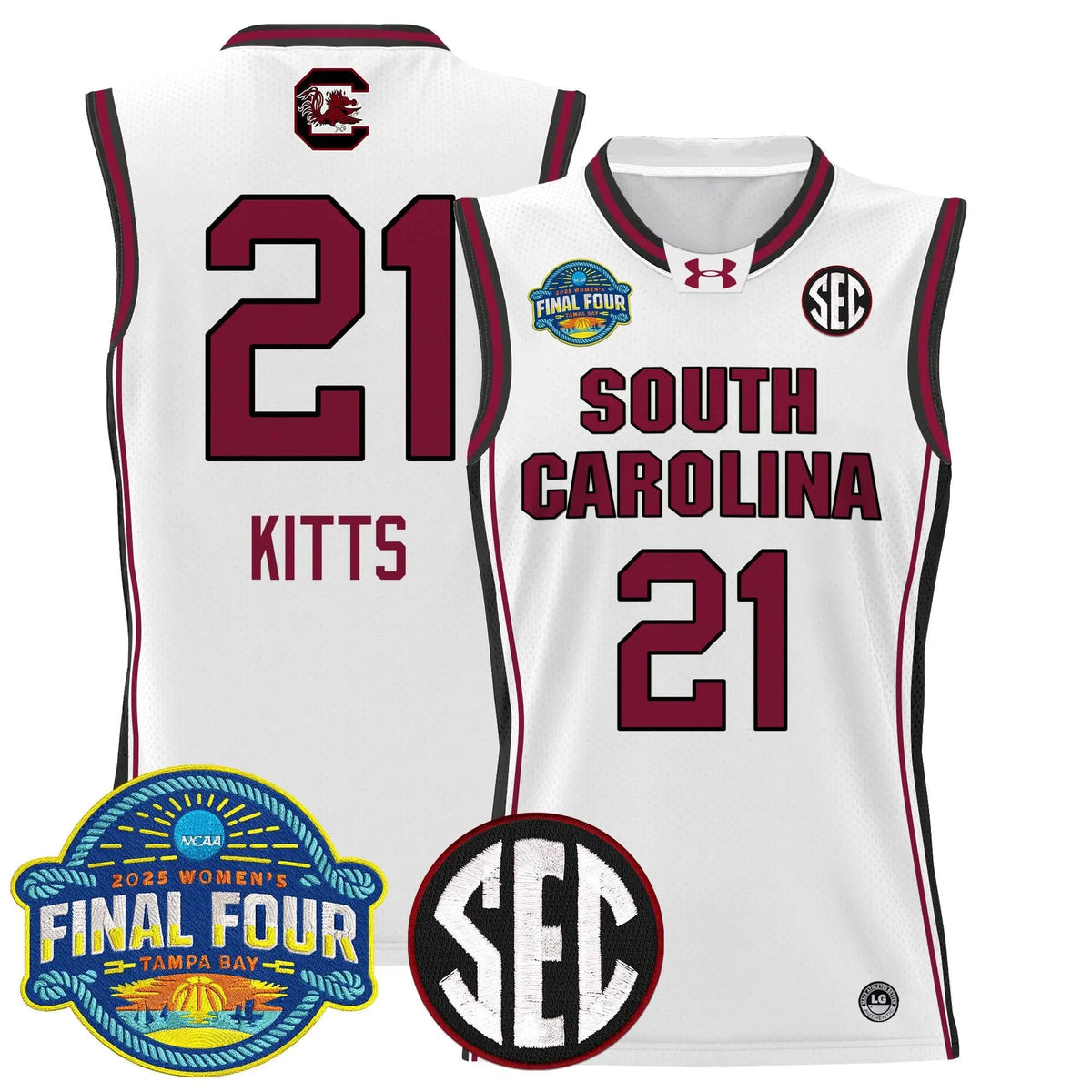 Personalized SCG 2026 Sec Women's Final Four Patch Lightweight Basketball Jersey - Stitched - White / Chloe Kitts Stitched
