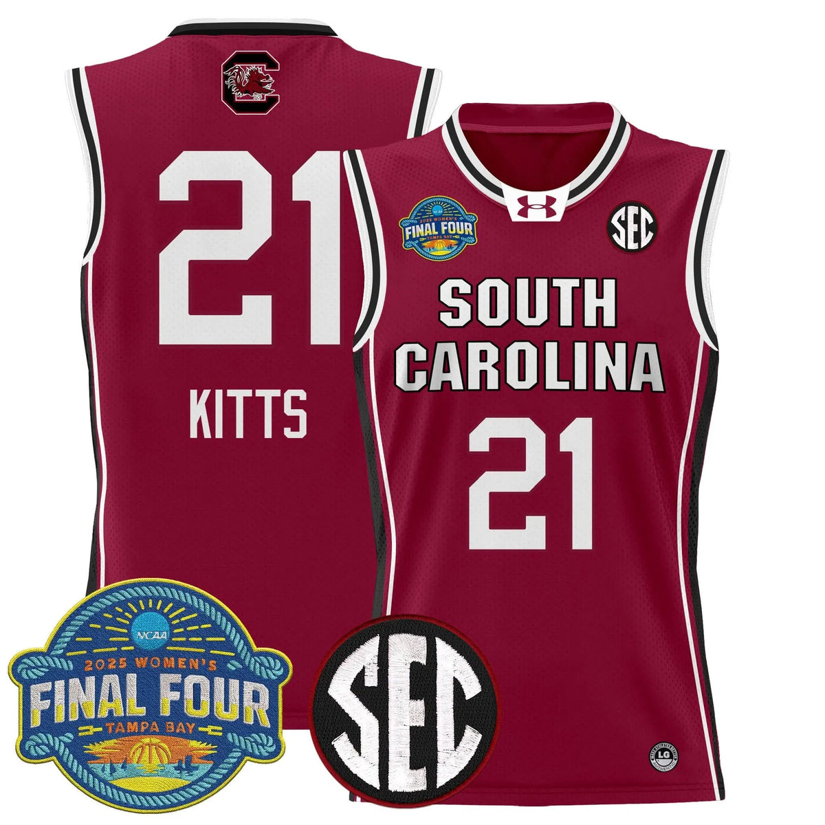Personalized SCG 2026 Sec Women's Final Four Patch Lightweight Basketball Jersey - Stitched - Garnet / Chloe Kitts Stitched