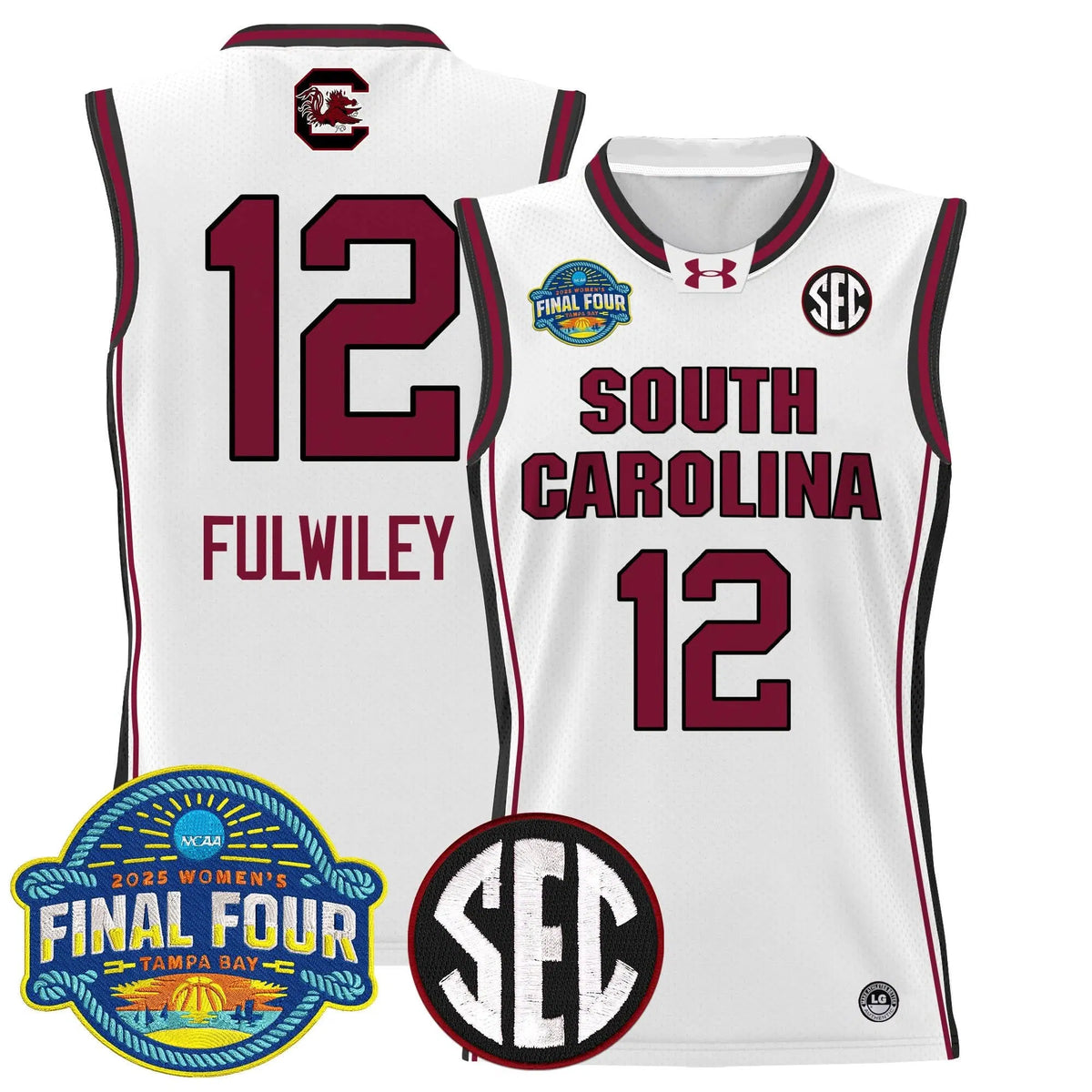 Personalized SCG 2026 Sec Women's Final Four Patch Lightweight Basketball Jersey - Stitched - White / MiLaysia Fulwiley Stitched
