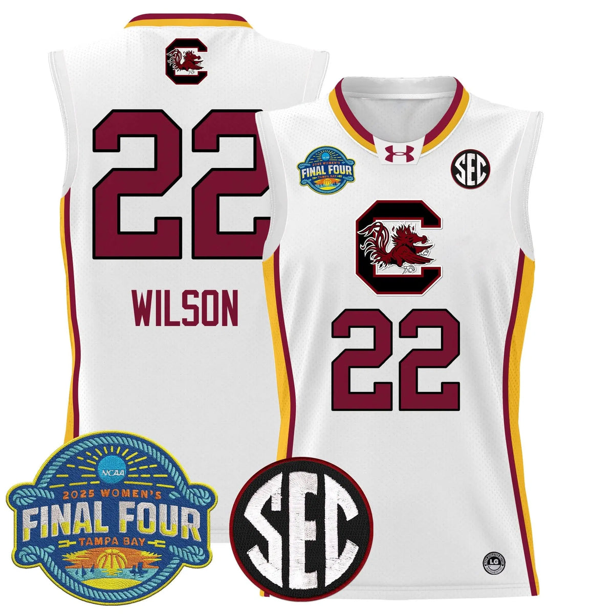 Personalized SCG 2026 Sec Women's Final Four Patch Lightweight Basketball Jersey - Stitched - White Limited / A'ja Wilson Stitched