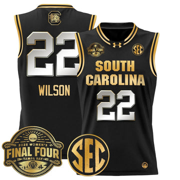 Personalized SCG 2026 Sec Women's Final Four Patch Lightweight Basketball Jersey - Stitched - Black Gold / A'ja Wilson Stitched
