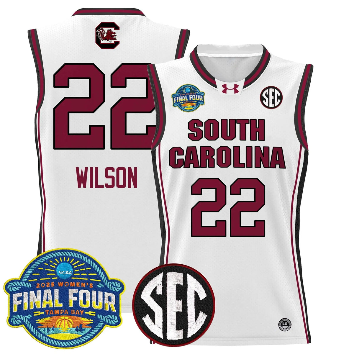 Personalized SCG 2026 Sec Women's Final Four Patch Lightweight Basketball Jersey - Stitched - White / A'ja Wilson Stitched