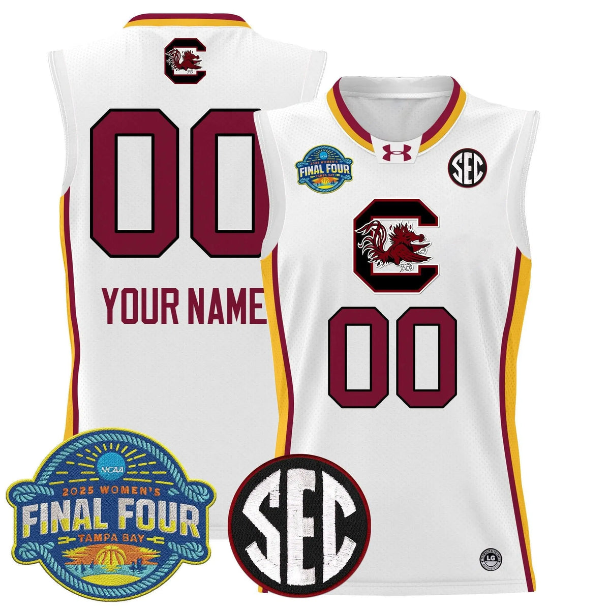 Personalized SCG 2026 Sec Women's Final Four Patch Lightweight Basketball Custom Jersey - Stitched - White Limited Stitched