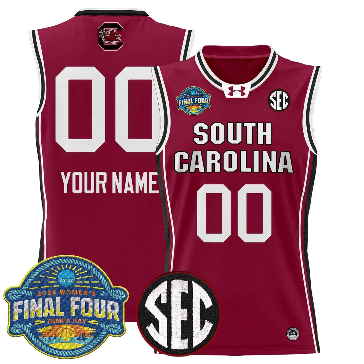 Personalized SCG 2026 Sec Women's Final Four Patch Lightweight Basketball Custom Jersey - Stitched - Garnet Stitched