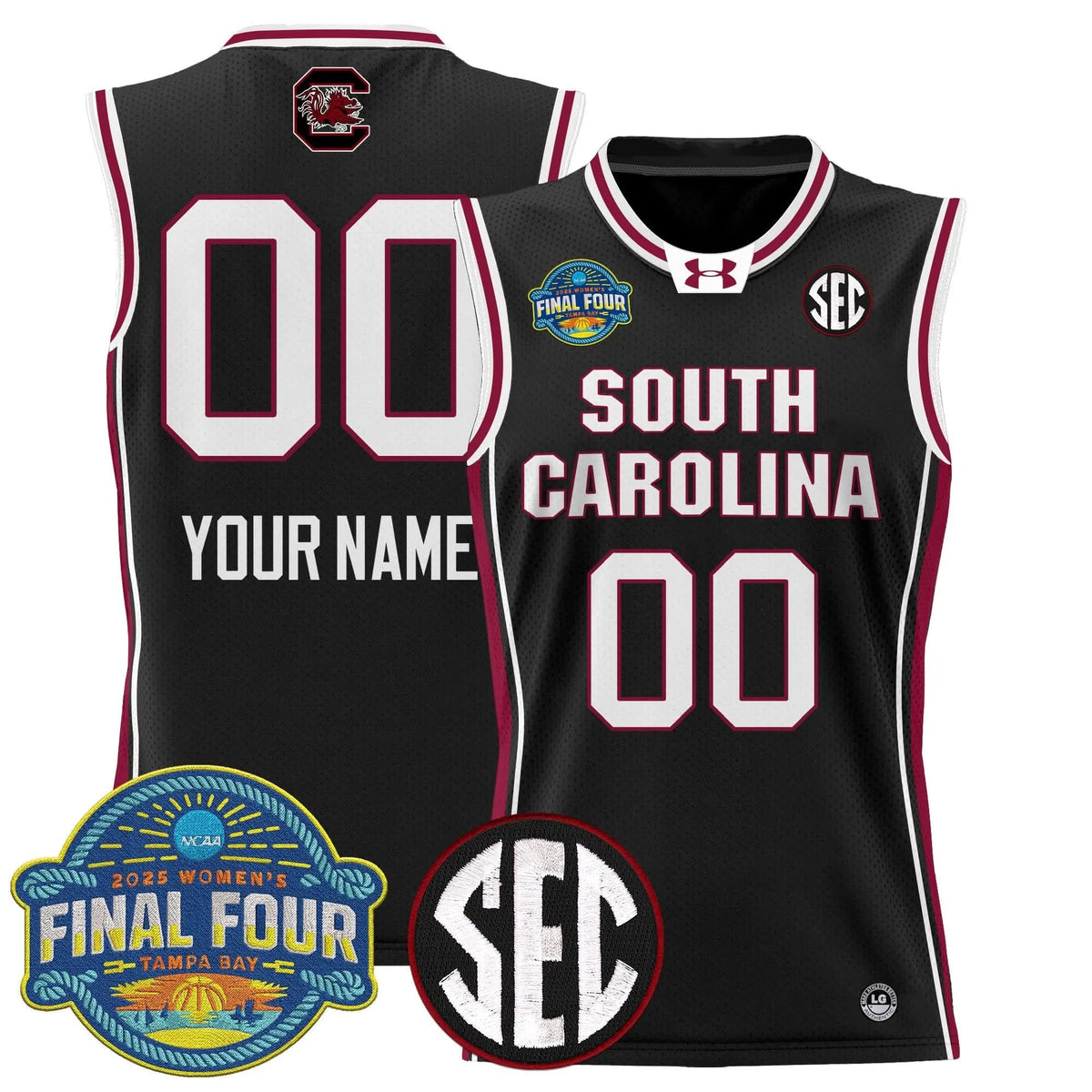 Personalized SCG 2026 Sec Women's Final Four Patch Lightweight Basketball Custom Jersey - Stitched - Black Stitched