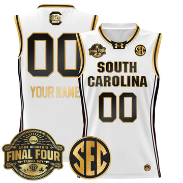 Personalized SCG 2026 Sec Women's Final Four Patch Lightweight Basketball Custom Jersey - Stitched - White Gold Stitched