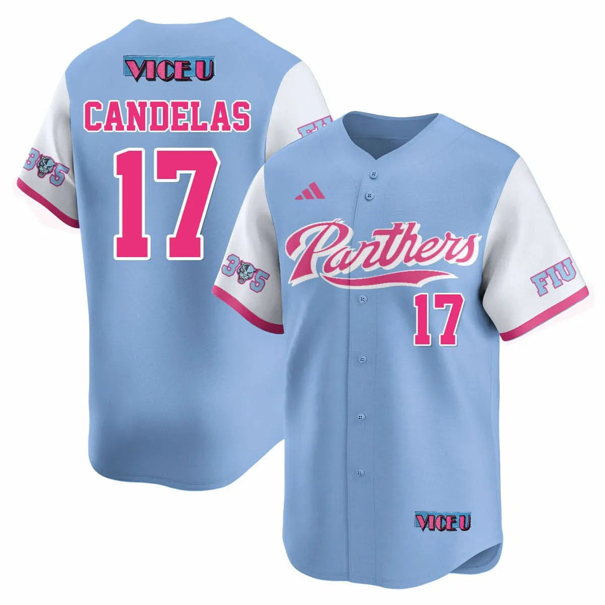 Personalized FIU Baseball 2026 'Vice U' Jersey - Stitched - Hector Candelas - 17 / Blue Stitched