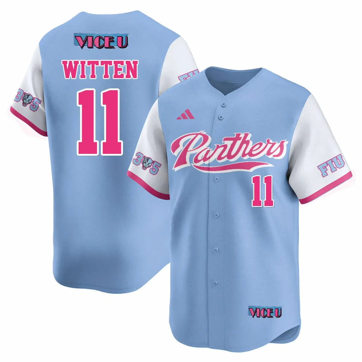 Personalized FIU Baseball 2026 'Vice U' Jersey - Stitched - Rich Witten - 11 / Blue Stitched