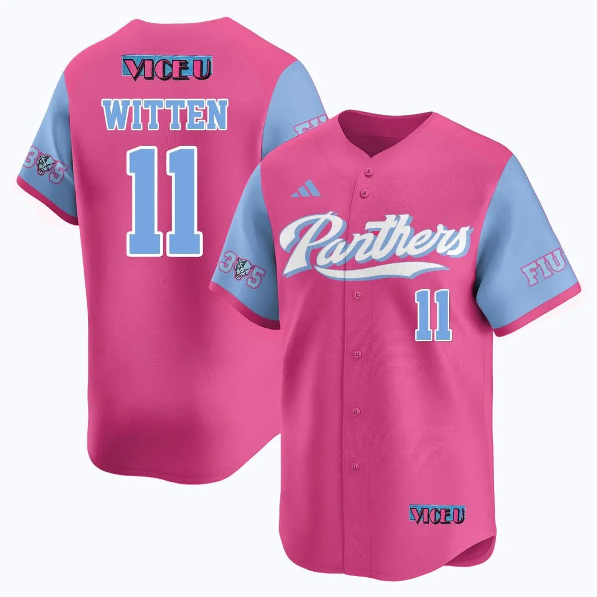 Personalized FIU Baseball 2026 'Vice U' Jersey - Stitched - Rich Witten - 11 / Pink Stitched