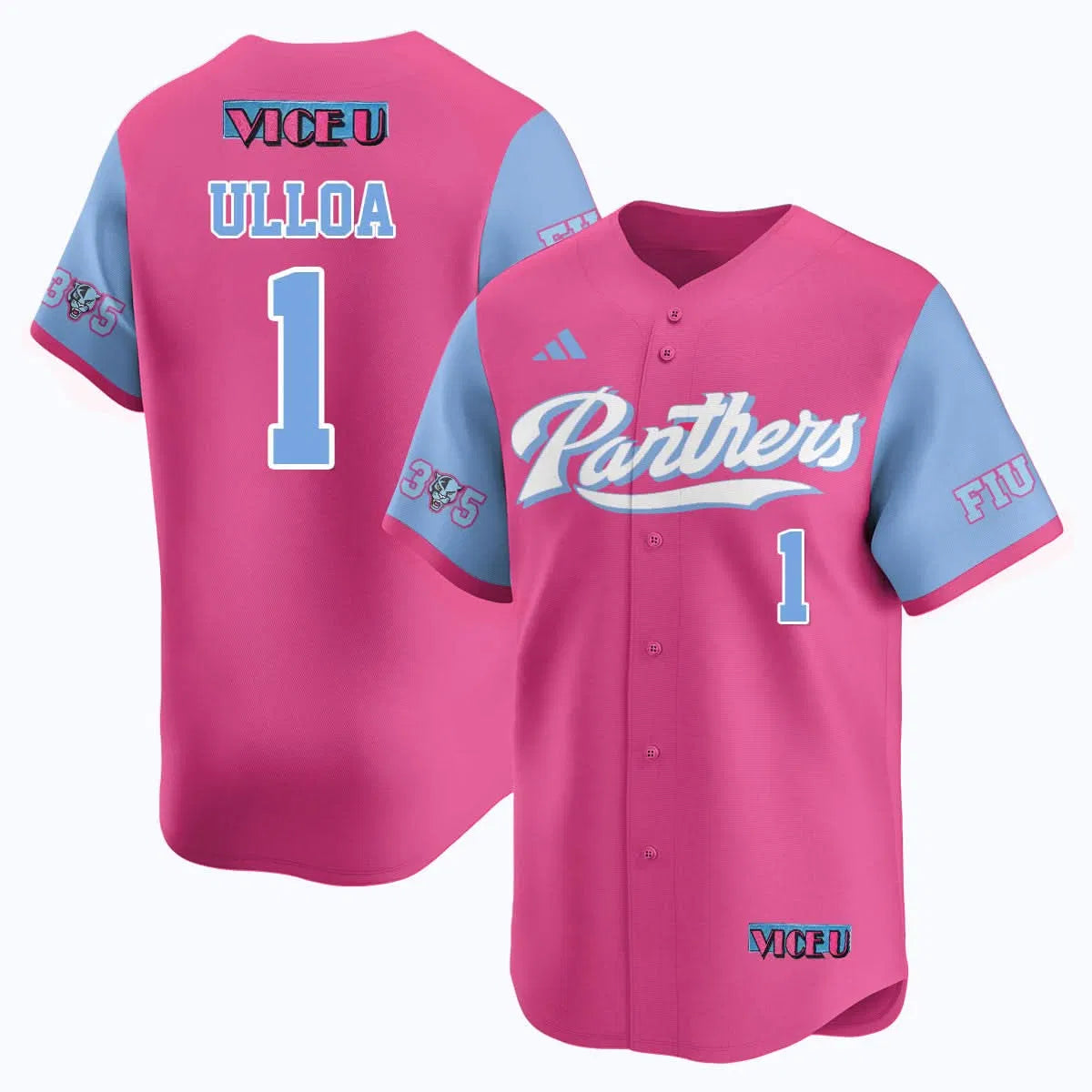 Personalized FIU Baseball 2026 'Vice U' Jersey - Stitched - Alex Ulloa - 1 / Pink Stitched