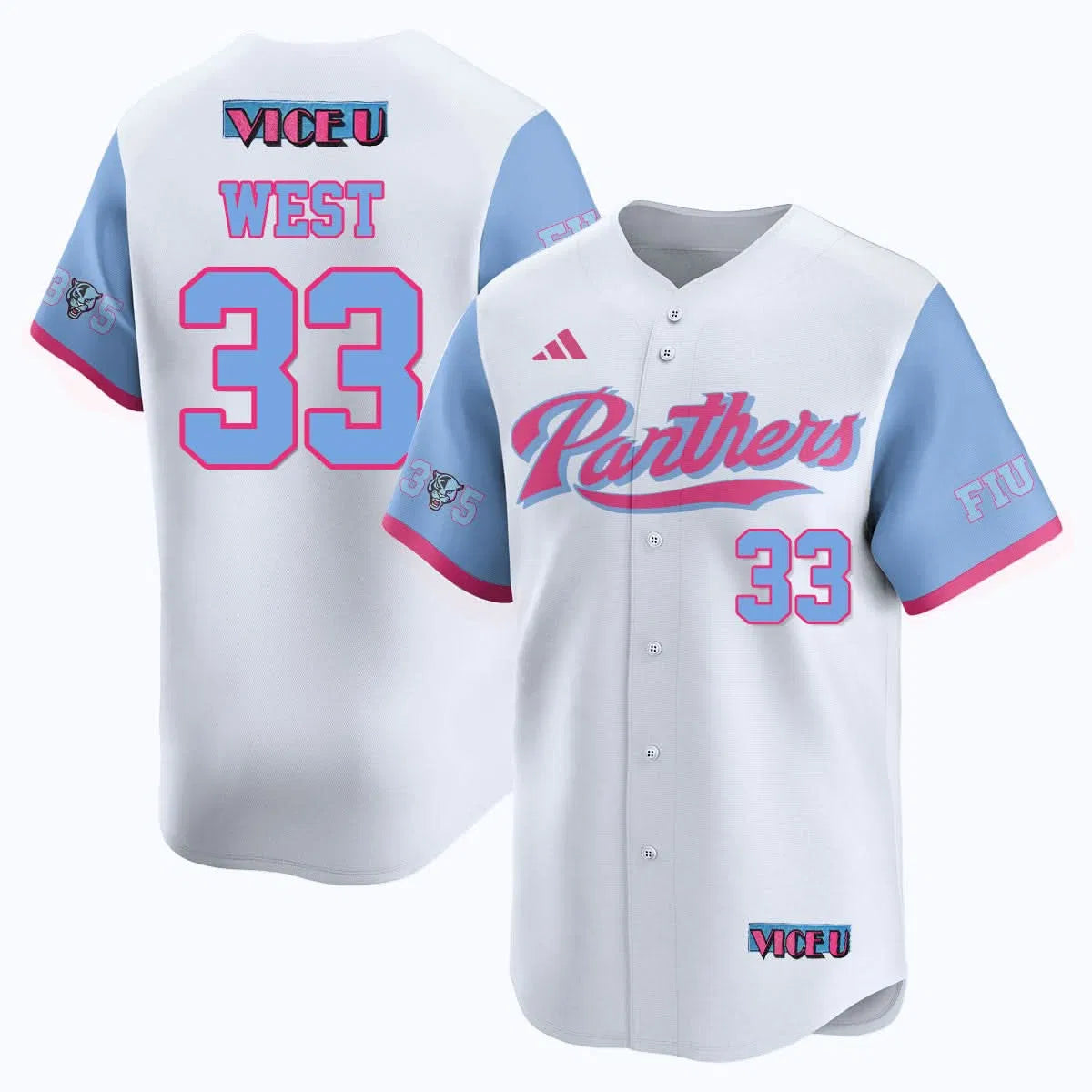 Personalized FIU Baseball 2026 'Vice U' Jersey - Stitched - Brylan West - 33 / White Stitched