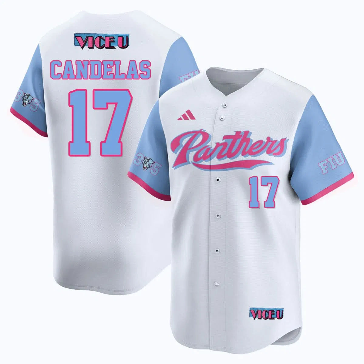 Personalized FIU Baseball 2026 'Vice U' Jersey - Stitched - Hector Candelas - 17 / White Stitched