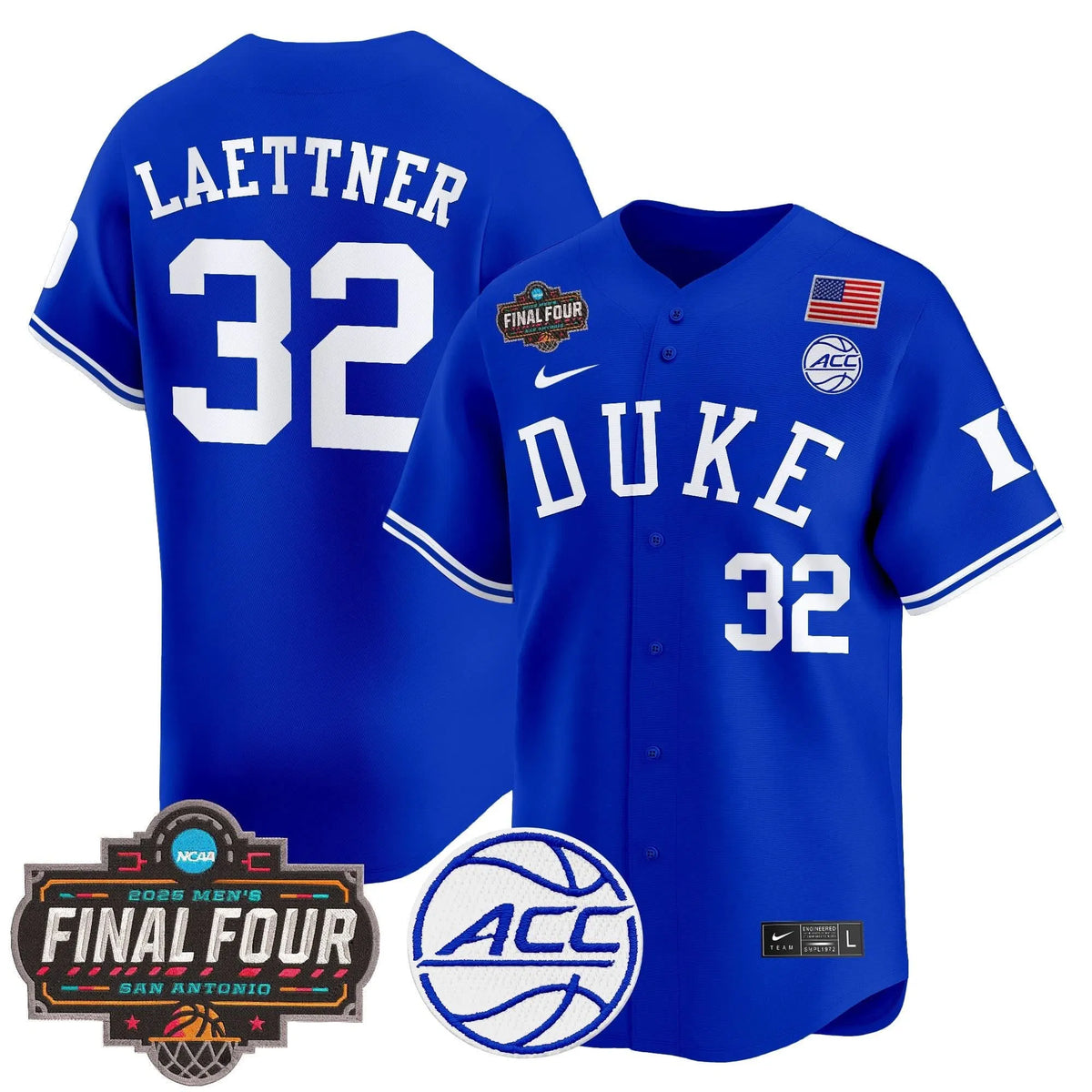 Personalized DUKE 2026 Final Four Patch Vapor Baseball Jersey - Stitched - Royal / Christian Laettner Stitched