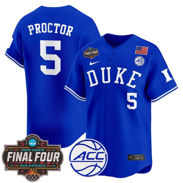 Personalized DUKE 2026 Final Four Patch Vapor Baseball Jersey - Stitched - Royal / Tyrese Proctor Stitched