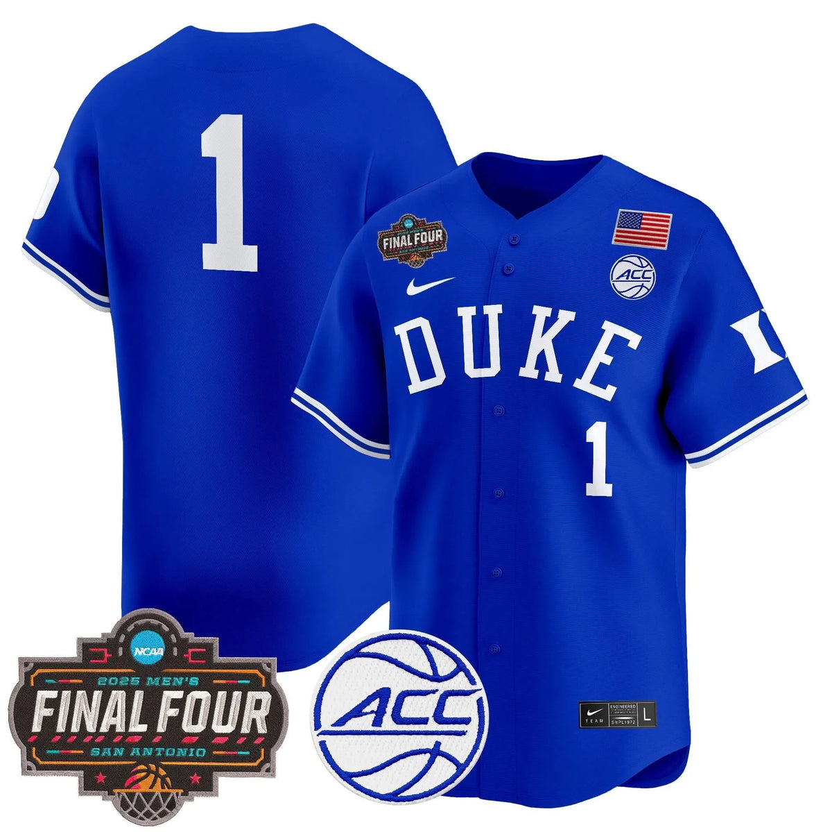 Personalized DUKE 2026 Final Four Patch Vapor Baseball Jersey - Stitched - Royal / Team Stitched