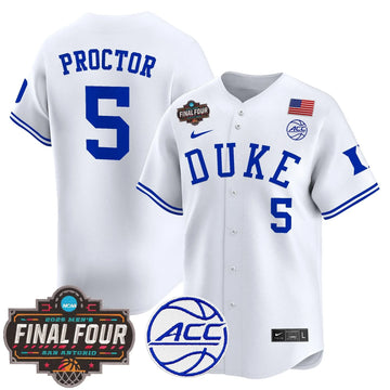 Personalized DUKE 2026 Final Four Patch Vapor Baseball Jersey - Stitched - White / Tyrese Proctor Stitched