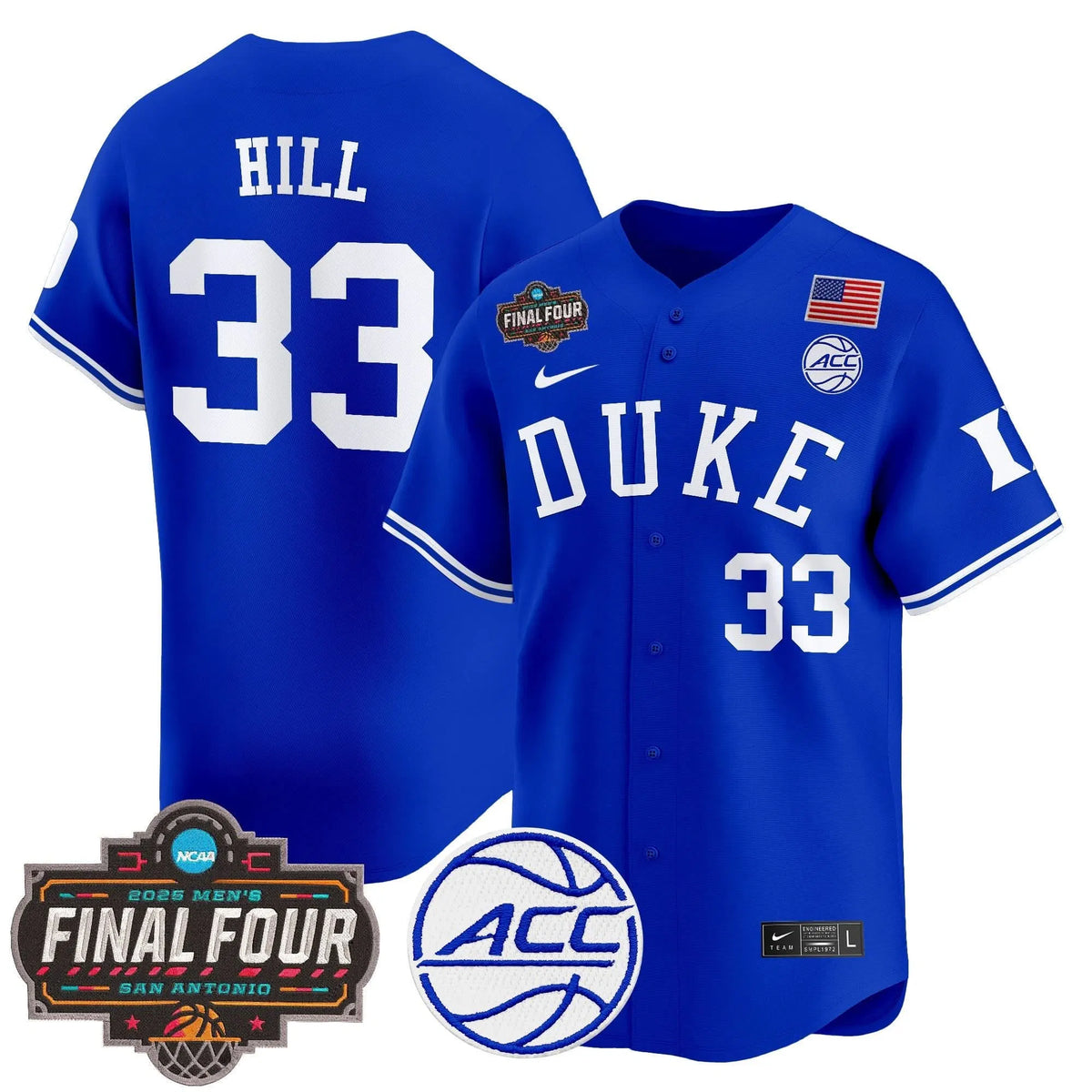 Personalized DUKE 2026 Final Four Patch Vapor Baseball Jersey - Stitched - Royal / Grant Hill Stitched