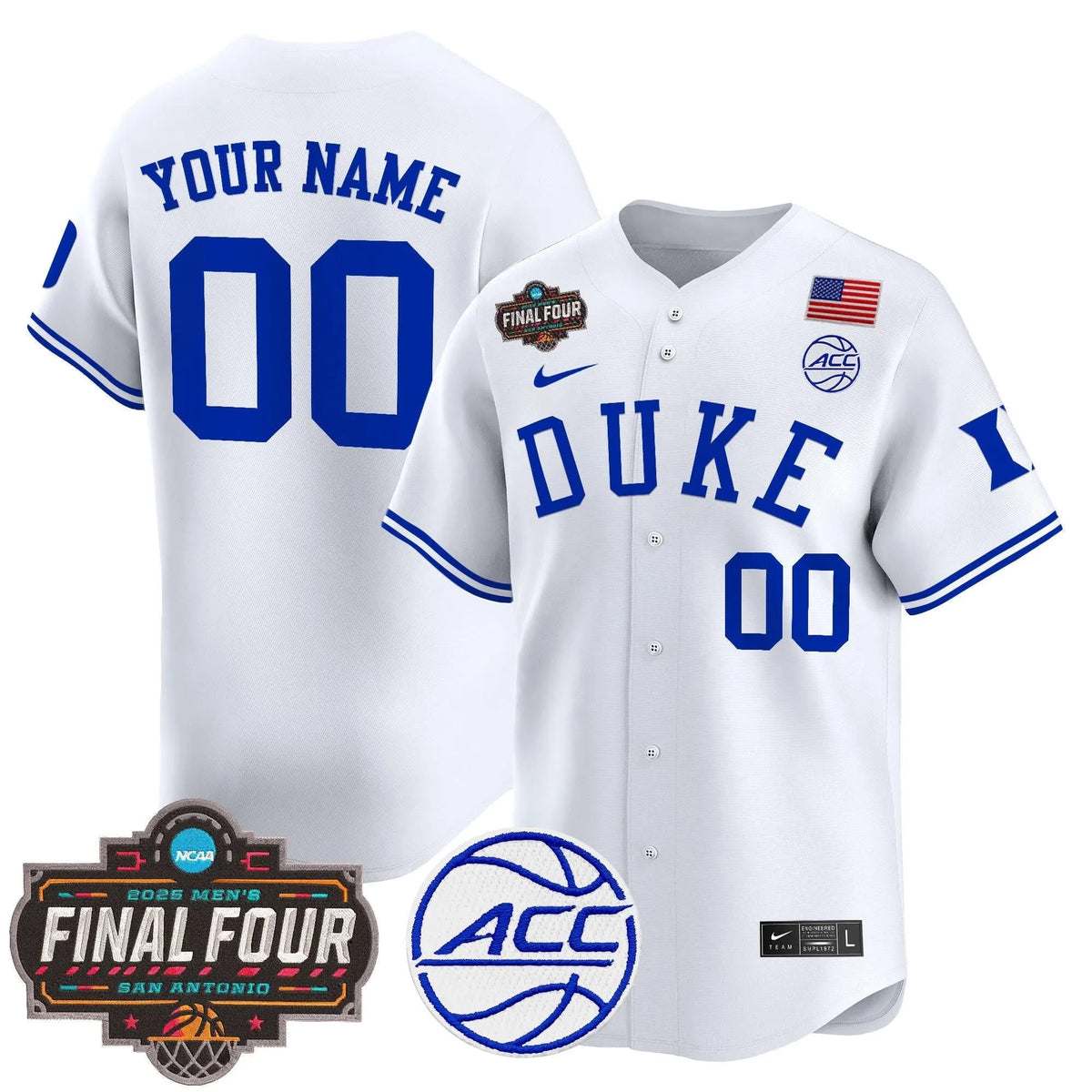 Personalized DUKE 2026 Final Four Patch Vapor Baseball Custom Jersey - Stitched - White Stitched