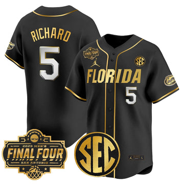 Personalized FG 2026 Final Four Patch Vapor Baseball Jersey - Stitched - Black Gold / Will Richard Stitched
