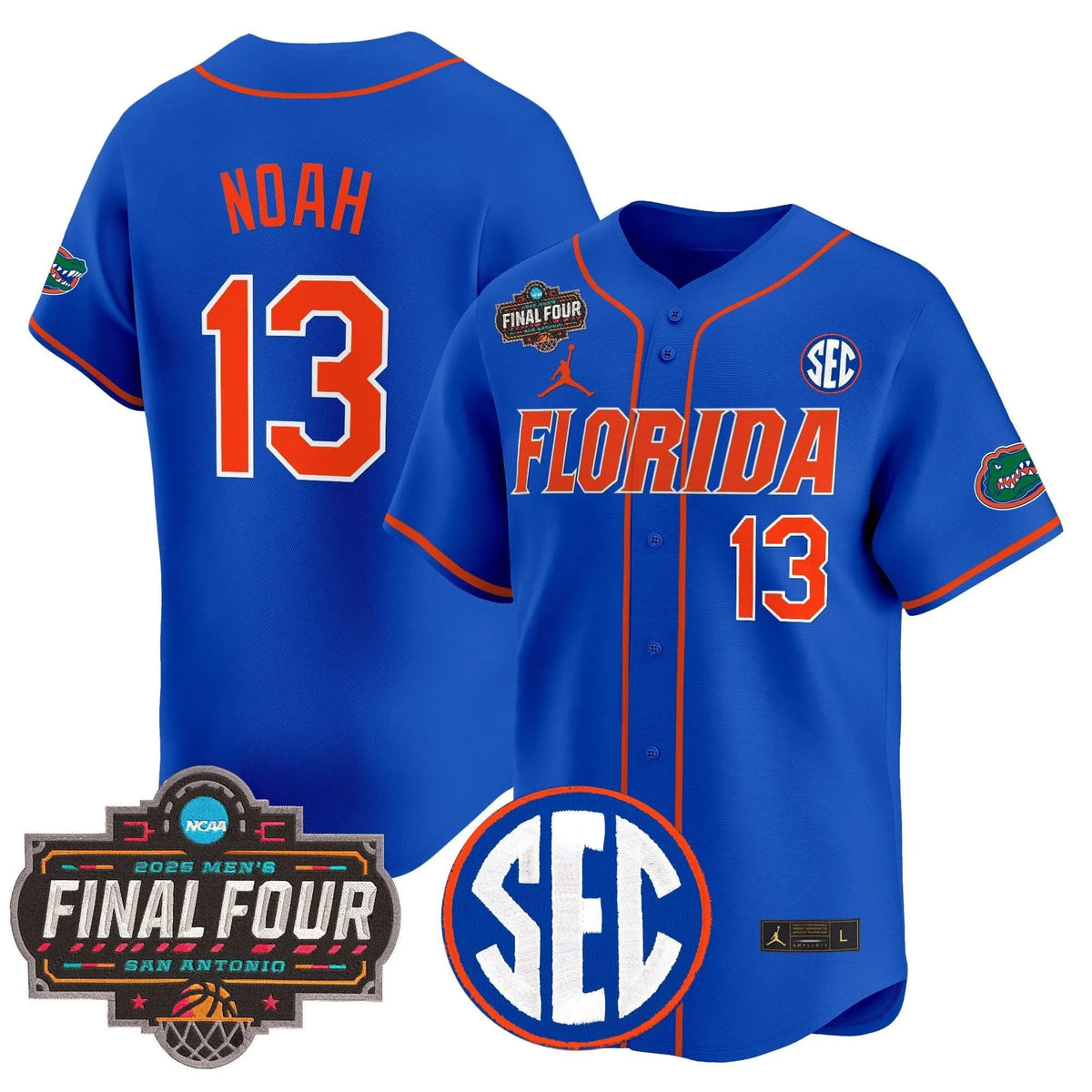 Personalized FG 2026 Final Four Patch Vapor Baseball Jersey - Stitched - Royal / Joakim Noah Stitched