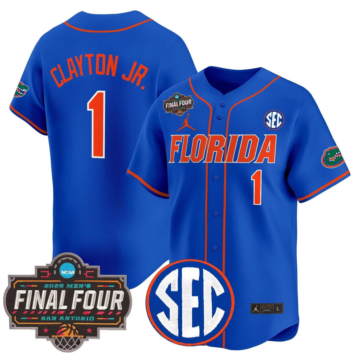 Personalized FG 2026 Final Four Patch Vapor Baseball Jersey - Stitched - Royal / Walter Clayton Jr. Stitched