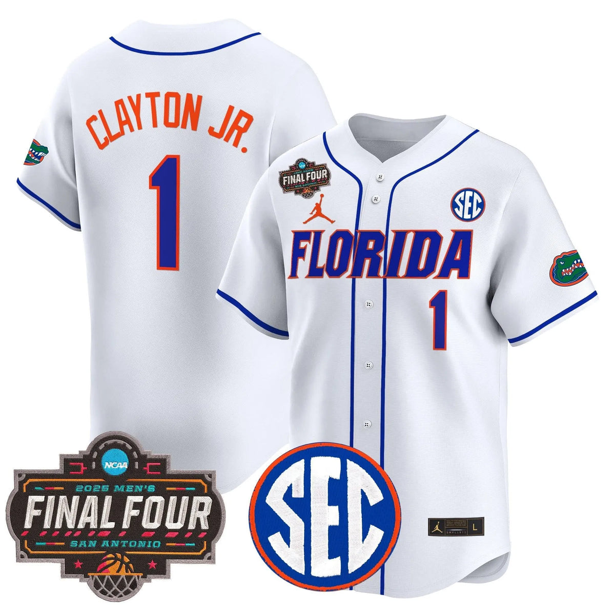 Personalized FG 2026 Final Four Patch Vapor Baseball Jersey - Stitched - White / Walter Clayton Jr. Stitched