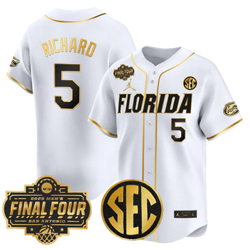 Personalized FG 2026 Final Four Patch Vapor Baseball Jersey - Stitched - White Gold / Will Richard Stitched