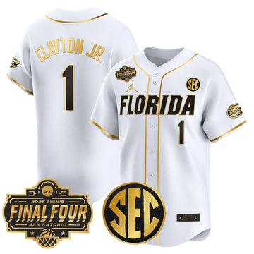 Personalized FG 2026 Final Four Patch Vapor Baseball Jersey - Stitched - White Gold / Walter Clayton Jr. Stitched