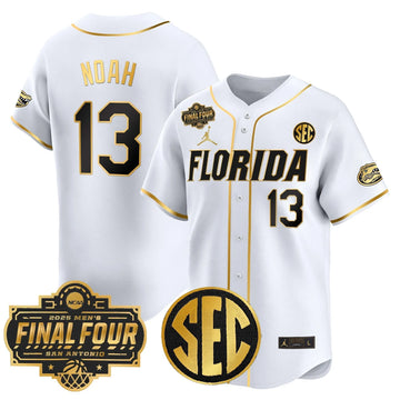 Personalized FG 2026 Final Four Patch Vapor Baseball Jersey - Stitched - White Gold / Joakim Noah Stitched