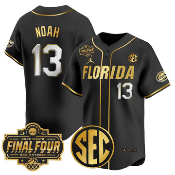 Personalized FG 2026 Final Four Patch Vapor Baseball Jersey - Stitched - Black Gold / Joakim Noah Stitched