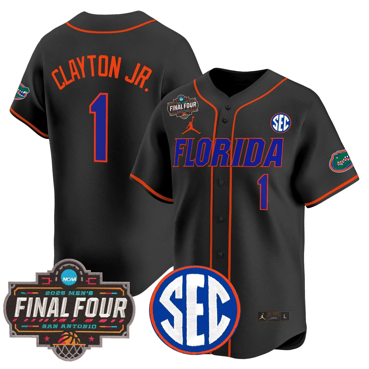 Personalized FG 2026 Final Four Patch Vapor Baseball Jersey - Stitched - Black / Walter Clayton Jr. Stitched