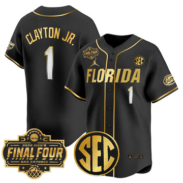 Personalized FG 2026 Final Four Patch Vapor Baseball Jersey - Stitched - Black Gold / Walter Clayton Jr. Stitched