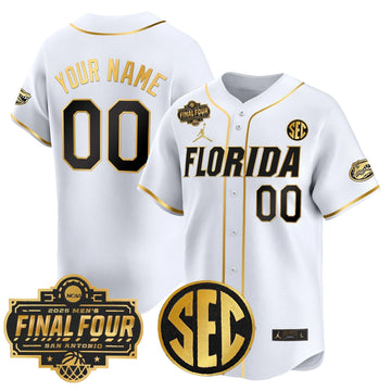 Personalized FG 2026 Final Four Patch Vapor Baseball Custom Jersey - Stitched - White Gold Stitched