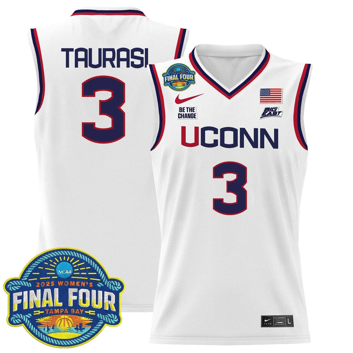 Personalized UCONN 2026 Big Eat Women's Final Four Patch Lightweight Basketball Jersey - Stitched - White / Diana Taurasi Stitched