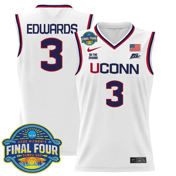 Personalized UCONN 2026 Big Eat Women's Final Four Patch Lightweight Basketball Jersey - Stitched - White / Aaliyah Edwards Stitched
