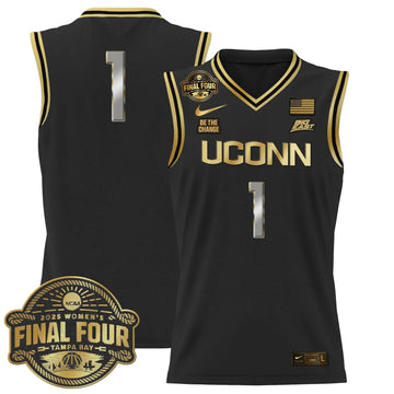 Personalized UCONN 2026 Big Eat Women's Final Four Patch Lightweight Basketball Jersey - Stitched - Black Gold / #1 Team Stitched