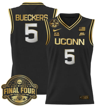 Personalized UCONN 2026 Big Eat Women's Final Four Patch Lightweight Basketball Jersey - Stitched - Black Gold / Paige Bueckers Stitched