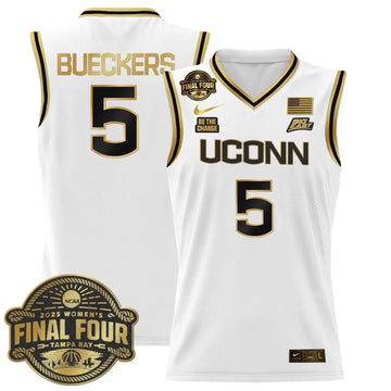 Personalized UCONN 2026 Big Eat Women's Final Four Patch Lightweight Basketball Jersey - Stitched - White Gold / Paige Bueckers Stitched