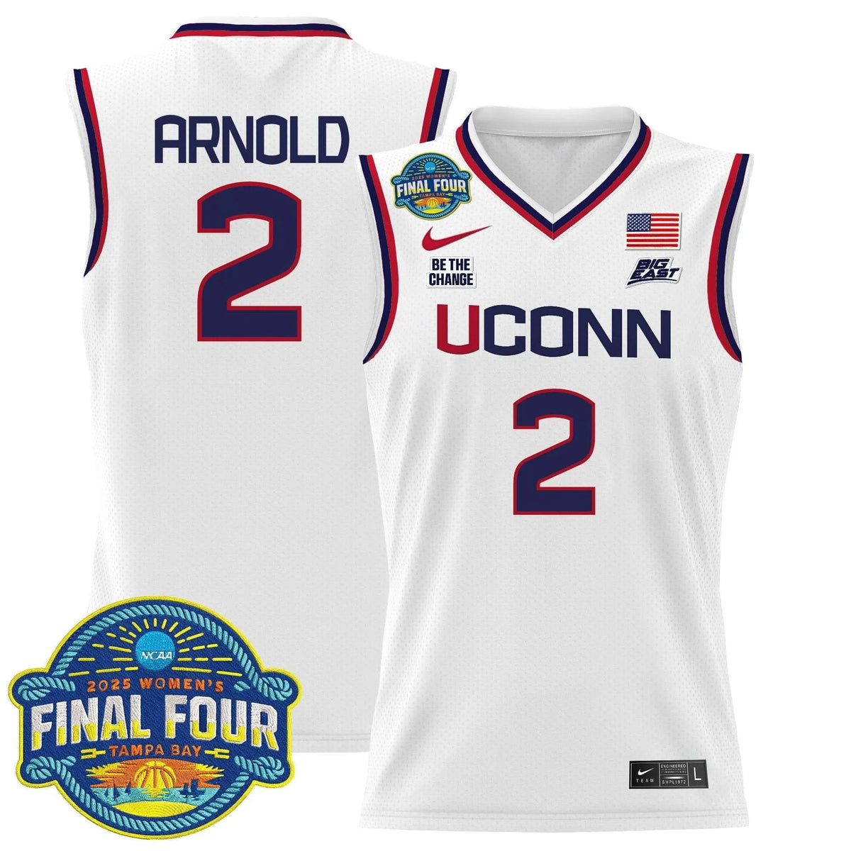 Personalized UCONN 2026 Big Eat Women's Final Four Patch Lightweight Basketball Jersey - Stitched - White / KK Arnold Stitched