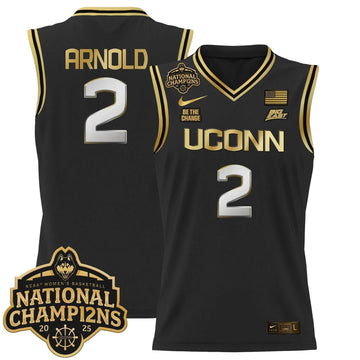 Personalized UCONN 2026 Women's National Champions Patch Lightweight Basketball Jersey - Stitched - Black Gold / KK Arnold Stitched