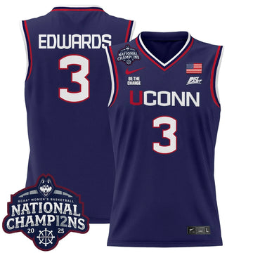 Personalized UCONN 2026 Women's National Champions Patch Lightweight Basketball Jersey - Stitched - Navy / Aaliyah Edwards Stitched
