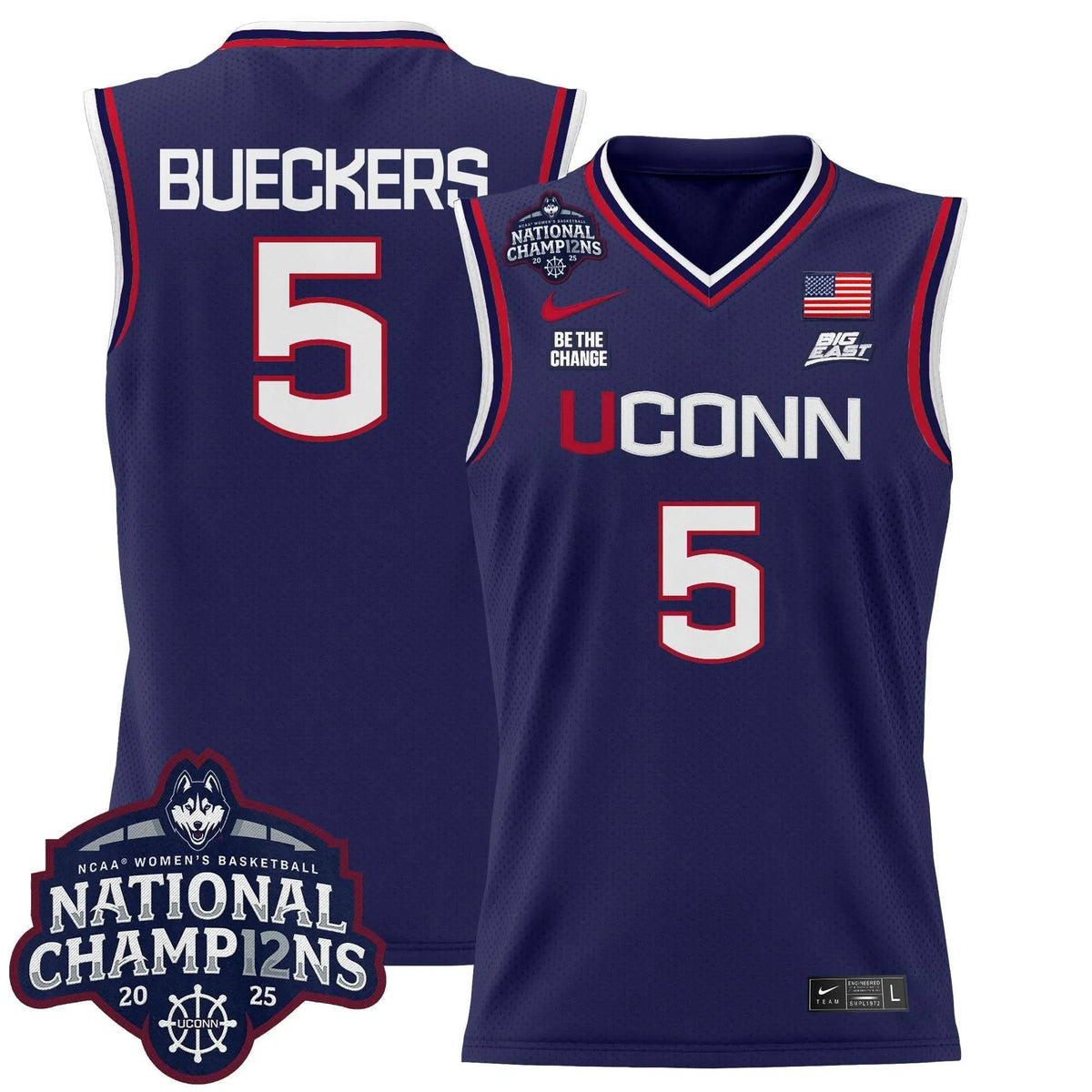 Personalized UCONN 2026 Women's National Champions Patch Lightweight Basketball Jersey - Stitched - Navy / Paige Bueckers Stitched
