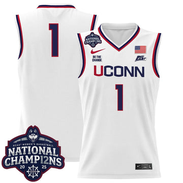 Personalized UCONN 2026 Women's National Champions Patch Lightweight Basketball Jersey - Stitched - White / #1 Team Stitched