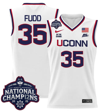 Personalized UCONN 2026 Women's National Champions Patch Lightweight Basketball Jersey - Stitched - White / Azzi Fudd Stitched