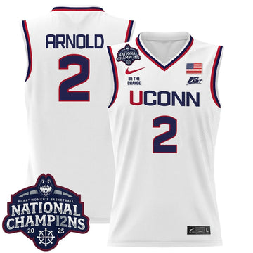 Personalized UCONN 2026 Women's National Champions Patch Lightweight Basketball Jersey - Stitched - White / KK Arnold Stitched