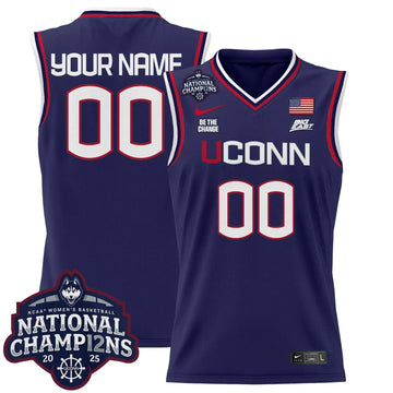 Personalized UCONN 2026 Women's National Champions Patch Lightweight Basketball Custom Jersey - Stitched - Navy Stitched