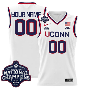 Personalized UCONN 2026 Women's National Champions Patch Lightweight Basketball Custom Jersey - Stitched - White Stitched