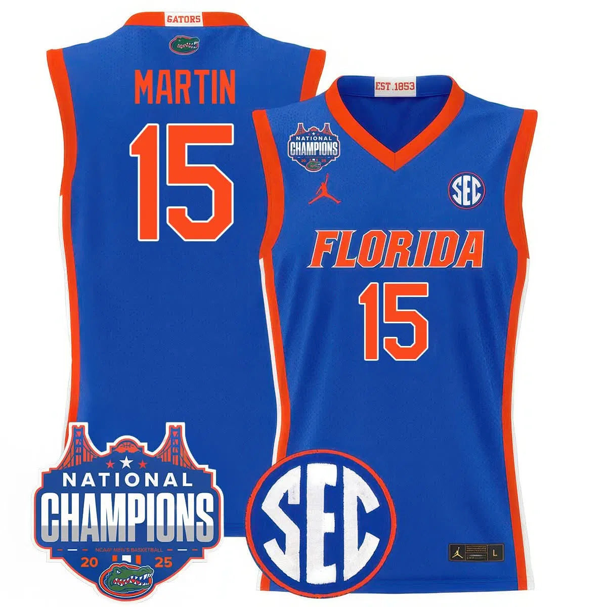 Personalized FG 2026 National Champions Basketball Jersey - Stitched - Royal / Alijah Martin Stitched