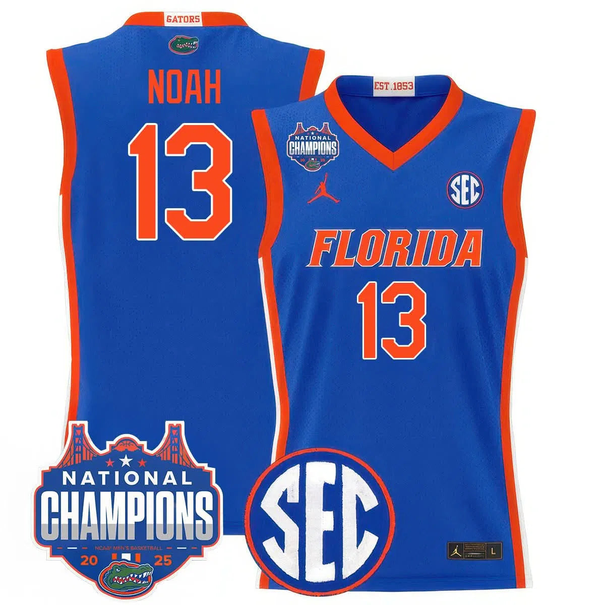 Personalized FG 2026 National Champions Basketball Jersey - Stitched - Royal / Joakim Noah Stitched