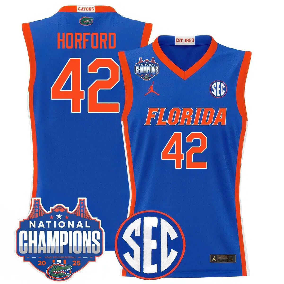 Personalized FG 2026 National Champions Basketball Jersey - Stitched - Royal / Al Horford Stitched